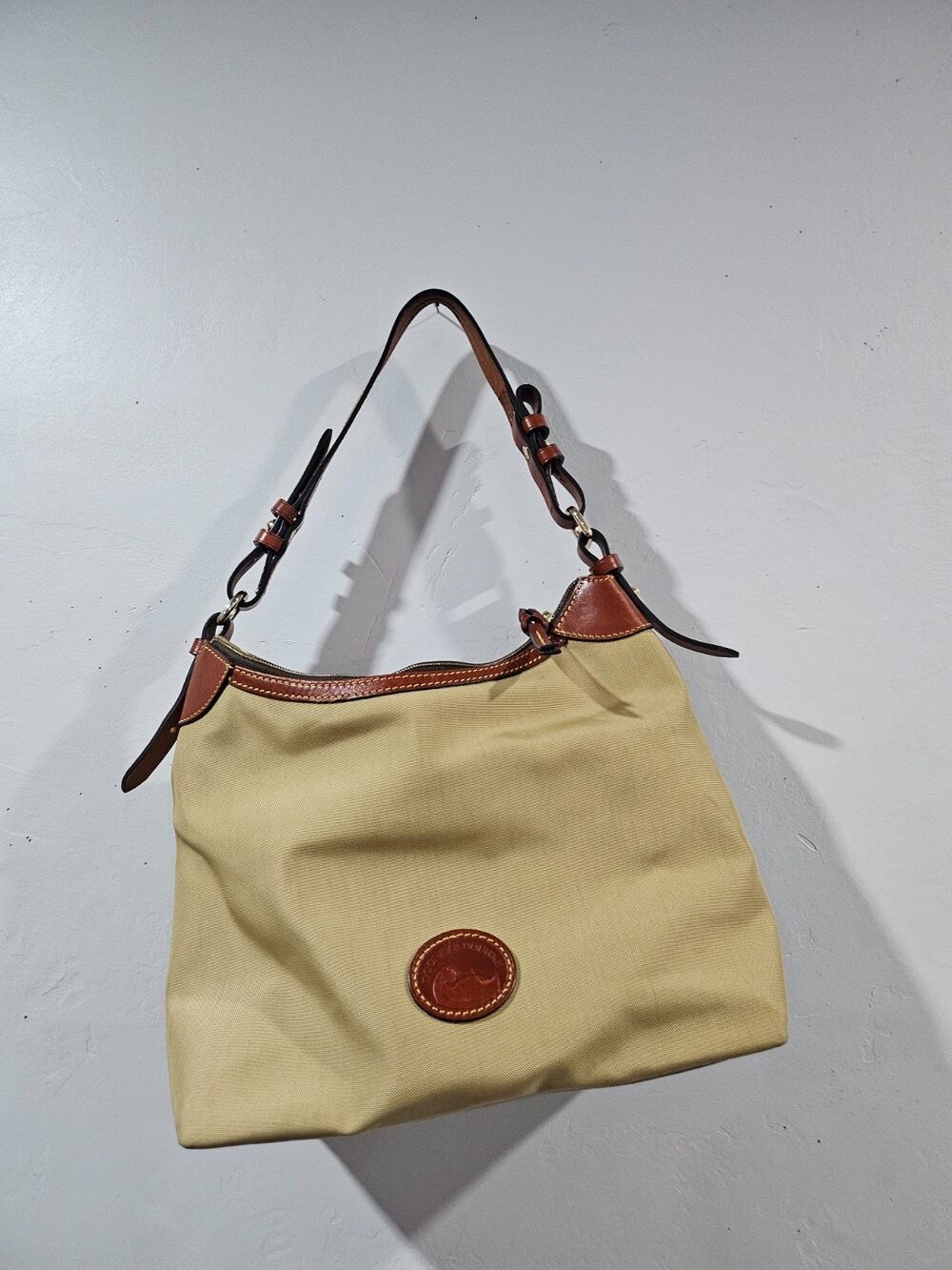 Dooney & Bourke Erica Large Canvas Leather Trim Hobo Shoulder Bag